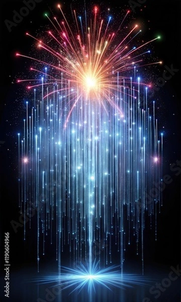 Fototapeta Spectacular Fireworks Display Graphic Design Resource – Vibrant Explosions and Colorful Pyrotechnics for Celebrations and Events