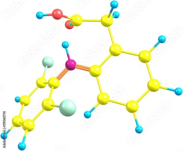 Fototapeta Diclofenac molecular structure isolated on white