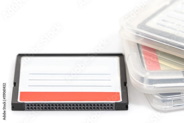 Fototapeta Compact flash memory card and case