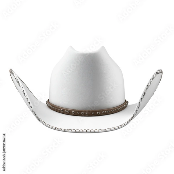 Fototapeta White cowboy hat, front view, transparent background PNG file with white space around the sides for easy cutout png