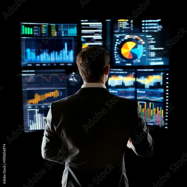 Fototapeta Businessman Analyzing Key Performance Indicators for Success