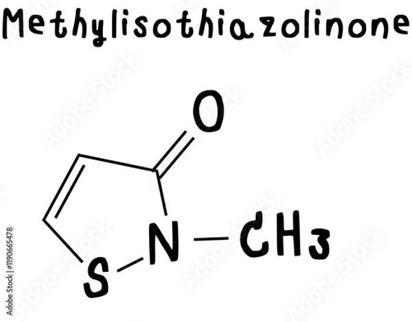 Fototapeta Methylisothiazolinone,chemical structure of Methylisothiazolinone illustration on transparency background
