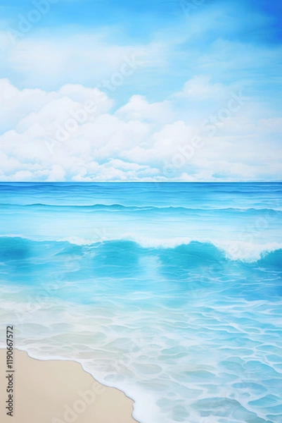 Obraz Watercolor blue sky and sea