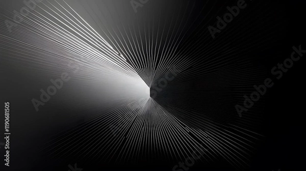 Obraz Abstract grayscale image of converging lines forming a tunnel
