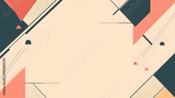 Obraz Abstract Geometric Design with Coral and Teal Shapes