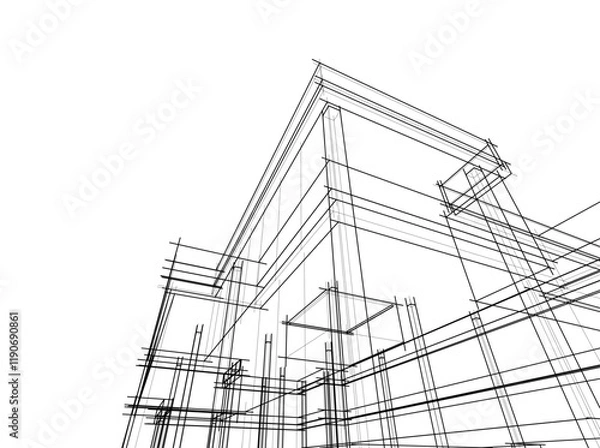 Fototapeta architectural drawing 3d vector illustration