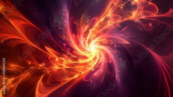 Obraz Fiery Swirling Nebula Cosmic Abstract Art