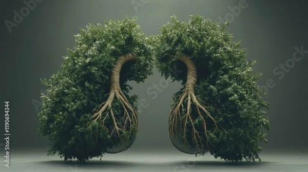 Obraz Lungs Made of Green Trees Symbolizing Health and Nature Connection