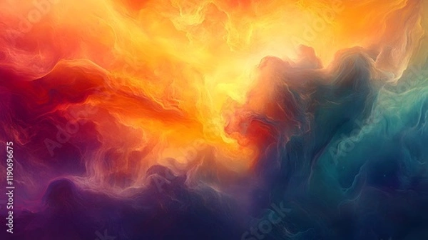 Obraz Abstract fiery and teal nebula cosmic cloudscape