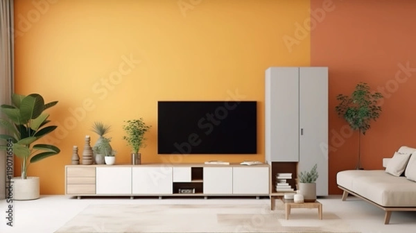 Fototapeta Outstanding Minimalist Interior of modern living room 3D rendering