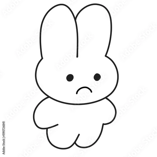 Obraz シンプルうさぎ白への字口