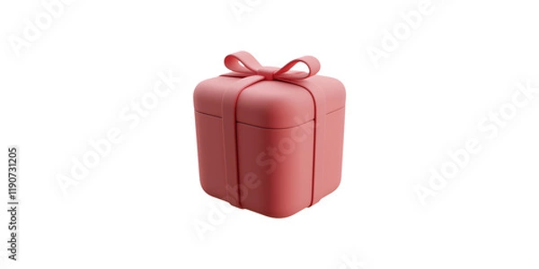 Fototapeta Pink gift box with ribbon isolated on transparent background