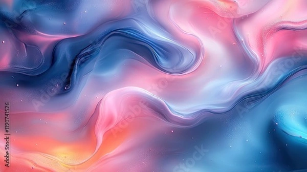 Fototapeta Flowing color patterns in blue and pink create an abstract background, resembling fluid art or textile textures