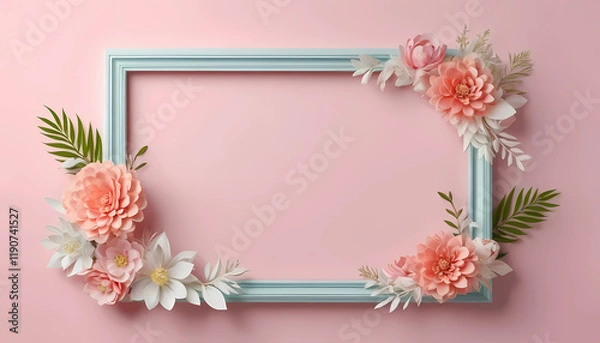 Obraz Abstract floral frame layout with copy space for wedding or Women's Day