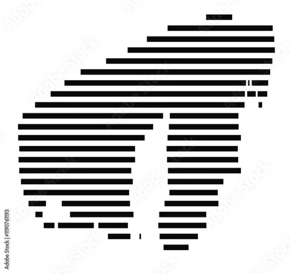 Fototapeta Symbol Map of the Island Poel (Germany) showing the island with horizontal black lines