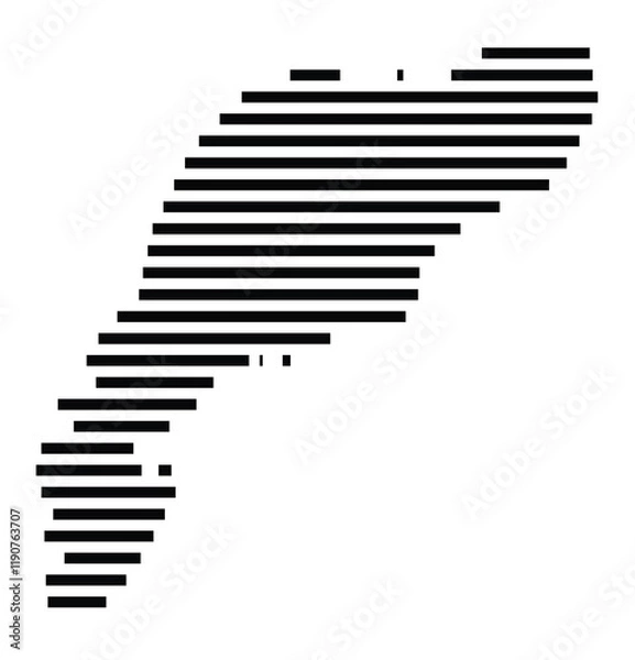 Fototapeta Symbol Map of the Island Kalamos (Greece) showing the island with horizontal black lines