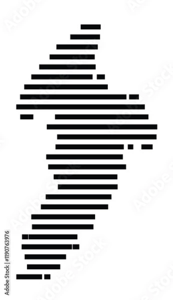 Fototapeta Symbol Map of the Island Kythnos (Greece) showing the island with horizontal black lines
