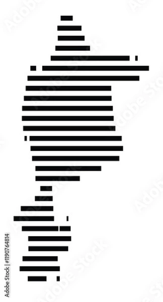 Fototapeta Symbol Map of the Island Sapientza (Greece) showing the island with horizontal black lines
