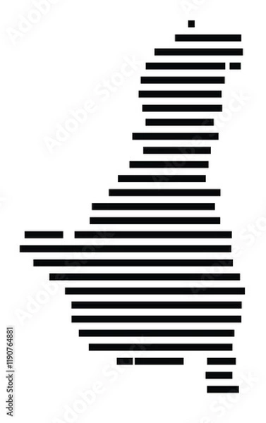 Fototapeta Symbol Map of the Island Saria (Greece) showing the island with horizontal black lines