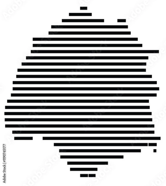 Fototapeta Symbol Map of the Island Thasos (Greece) showing the island with horizontal black lines