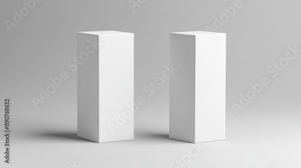 Obraz Two blank white boxes on a light grey background.