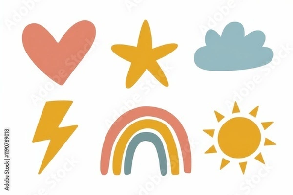 Obraz Colorful Shapes Illustrating Weather and Happiness