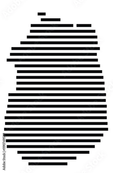 Fototapeta Symbol Map of the Island Maio (Cabo Verde) showing the island with horizontal black lines