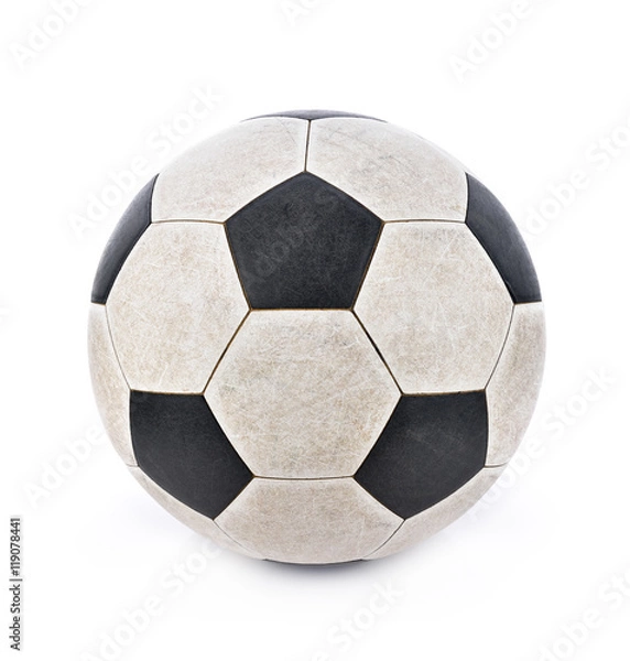 Obraz Dirty soccer ball on white background