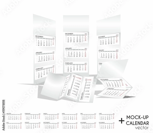 Fototapeta Mock-up + calendar 2017