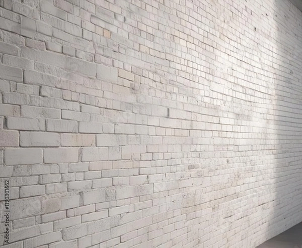 Fototapeta Close-up shot of white brick wall with shadows, perfect for background use, texture, background, shadows, pattern, wall