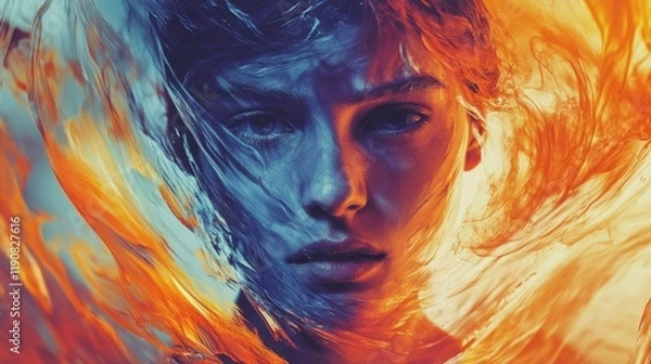 Obraz Emotional Turmoil Captured in a Whirlwind of Color