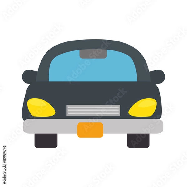 Obraz gray car vehicle transportation automobile front view vector illustration