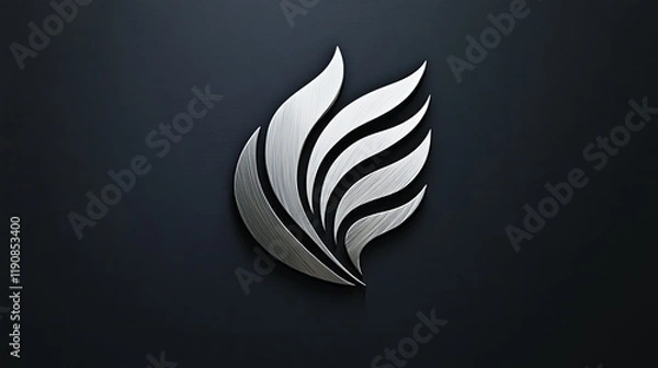 Fototapeta A polished silver luxury logo in the center of a dark background, with a subtle light gradient to create an elegant contrast