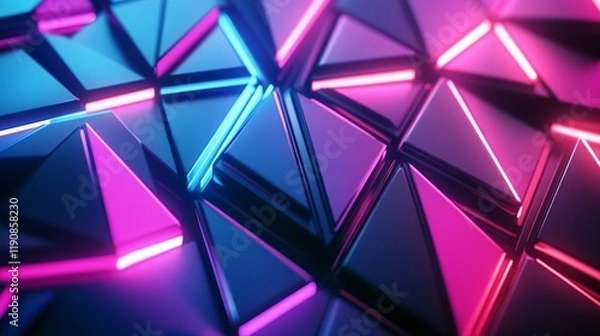 Obraz Large overlapping triangles in vibrant neon colors, forming an abstract background.