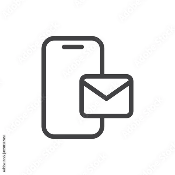 Fototapeta phone with mail icon Simple outline vector logo