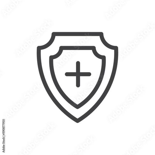 Fototapeta shield with cross icon Simple outline vector logo