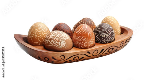 Fototapeta Wooden Easter egg transparent background