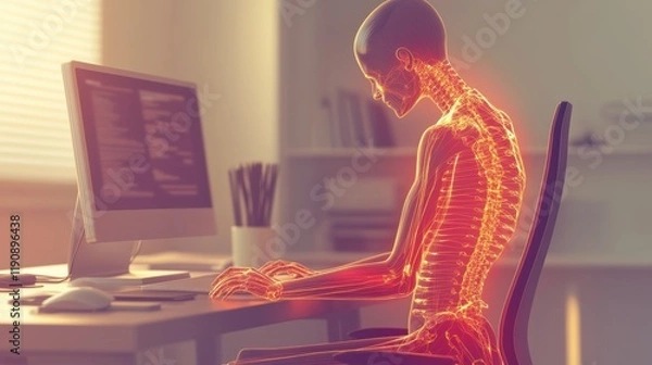 Fototapeta Optimize your health at work by maintaining proper posture and ergonomics with expert insights for reducing back strain.