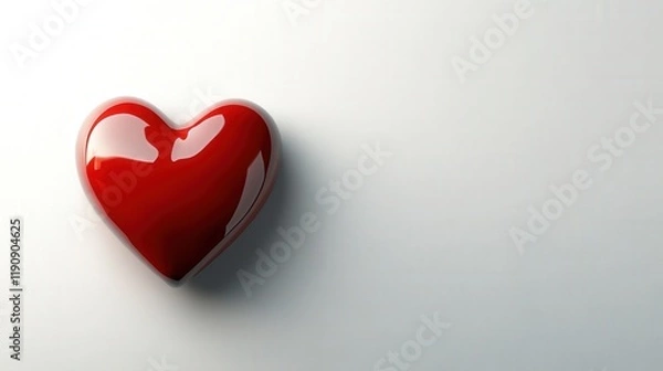 Fototapeta Glossy Red Heart Shape on a Minimalist Background for Romantic Concept and Loving Emotion Representation in Art and Design