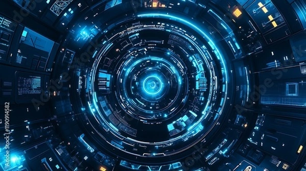 Fototapeta Abstract Techno Round Mechanical Background