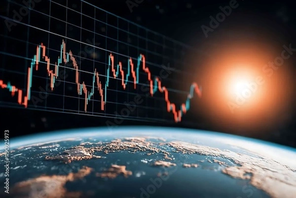 Fototapeta Business insights on space exploration trends earth view data visualization future concepts