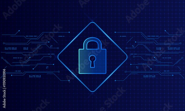 Fototapeta Cyber security technology concept , Shield With Keyhole icon , personal data , vector illustration.	
