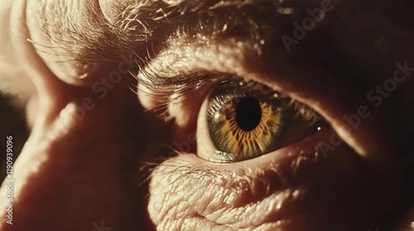 Fototapeta Close-up of a human eye with intricate details, capturing the vibrant iris for vision health and optical beauty insights.