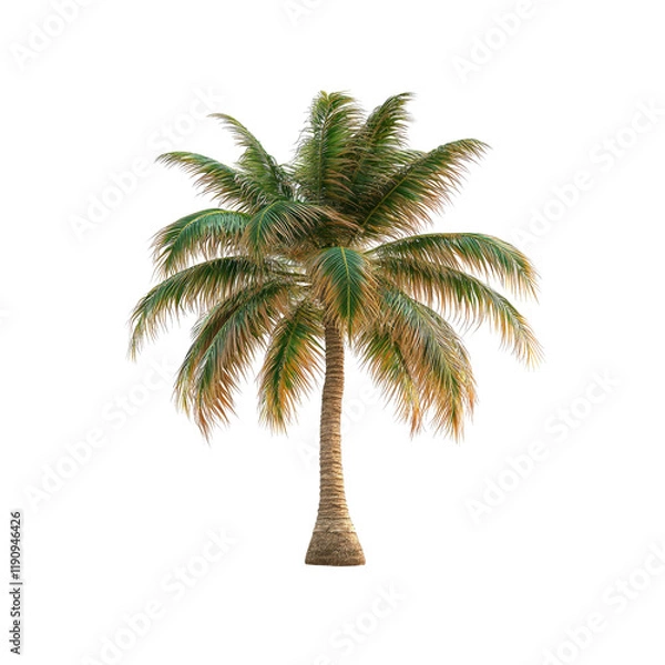 Obraz Single Palm Tree Isolated on Transparent background - Tropical Vacation Paradise