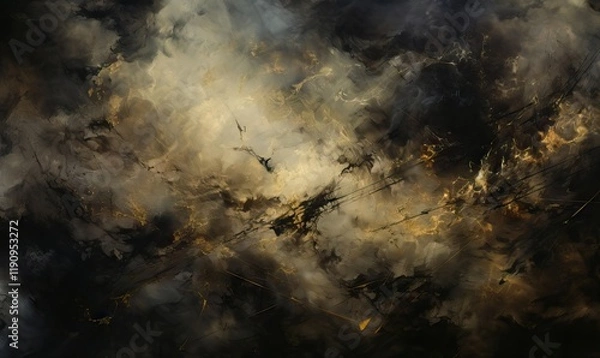 Fototapeta Night sky with clouds and stars. Mystical, dreamy dark, starry background. Space with stardust and milky way. Magic fantasy background. Illustration for design banner, poster, wallpaper 