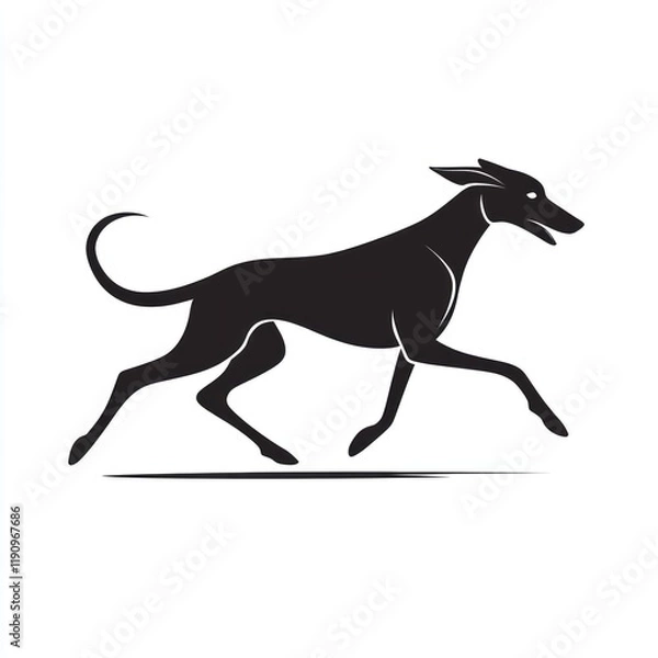 Obraz Dog running, white background. Pet vector.