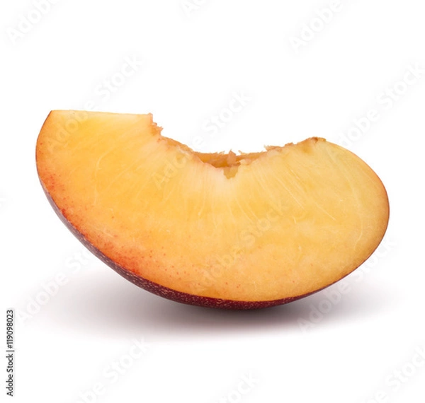 Fototapeta Nectarine fruit slice isolated on white background close up