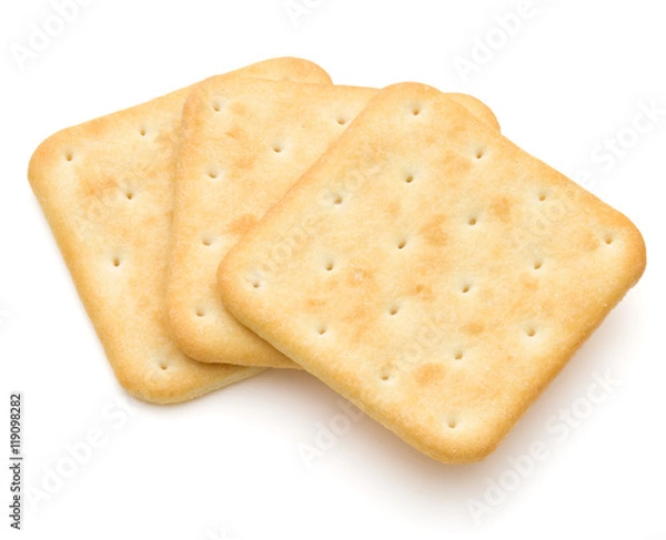 Fototapeta Dry cracker cookies isolated on white background cutout