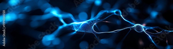 Obraz Abstract blue neural network pattern on dark background, representing digital connectivity.
