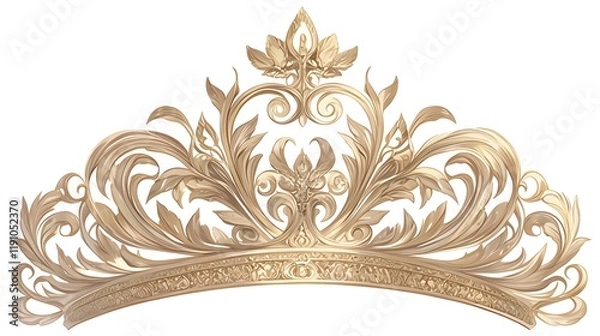 Fototapeta A golden crown isolated on a white background, emphasizing its royal elegance and charm.